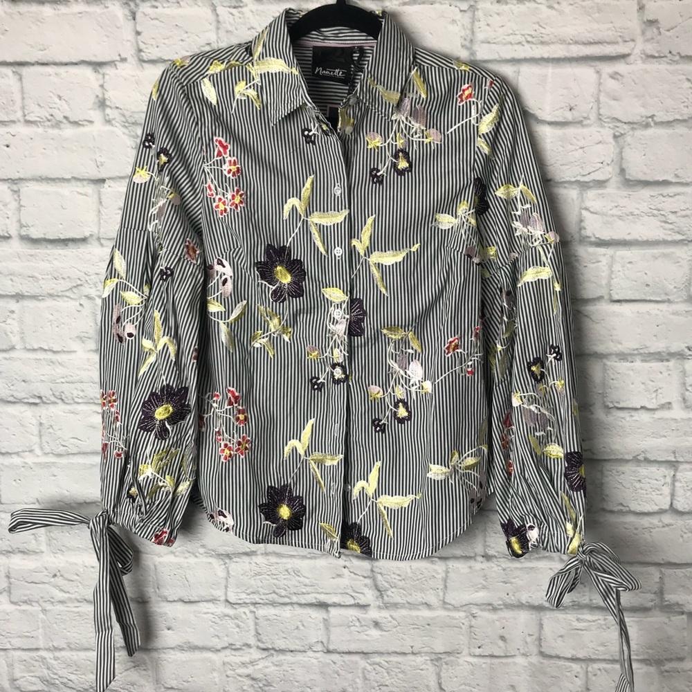 Nanette Lepore Striped Floral Top